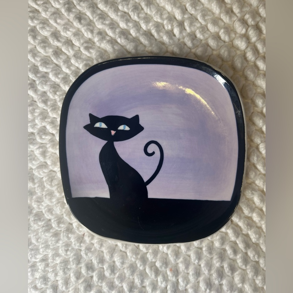 Retro Hues N Brews Purple/Black Siamese Cat Saucer